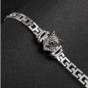 Silver Wolf Head Bracelet | Stainless Steel | Gothic Lovers